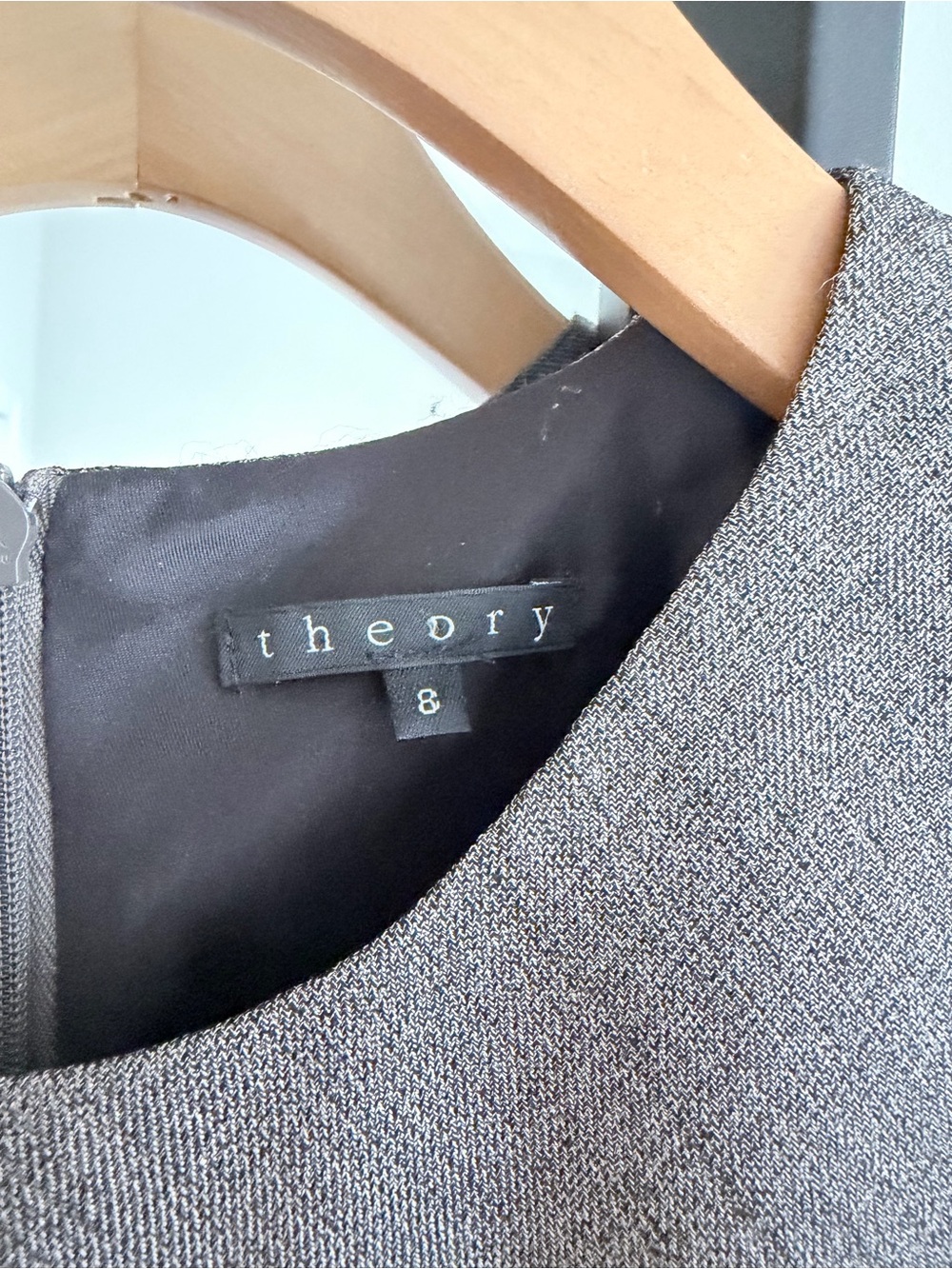 Theory Gray Sleeveless Midi Sheath Dress with Subtle Texture - Picture 3 of 10